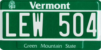VT license plate LEW504