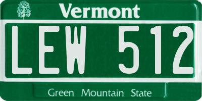 VT license plate LEW512