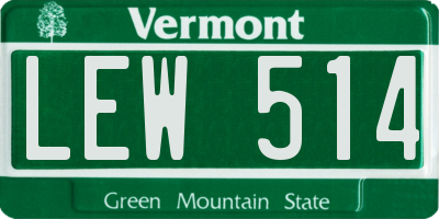 VT license plate LEW514