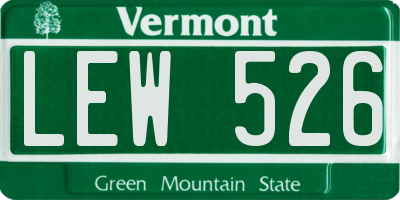 VT license plate LEW526