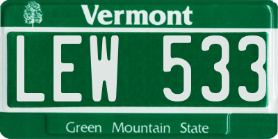 VT license plate LEW533