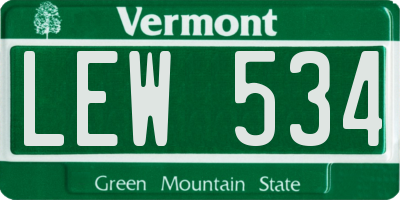 VT license plate LEW534