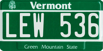 VT license plate LEW536