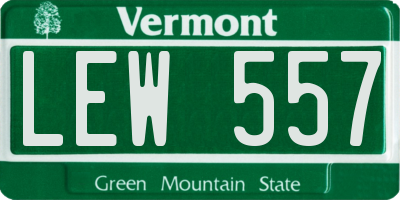 VT license plate LEW557