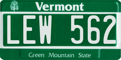 VT license plate LEW562