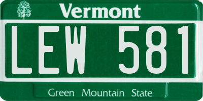 VT license plate LEW581