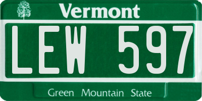 VT license plate LEW597