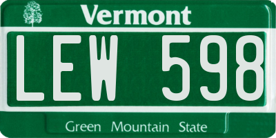 VT license plate LEW598