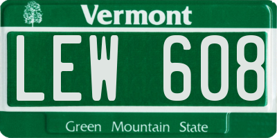 VT license plate LEW608