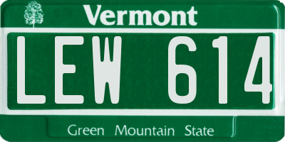 VT license plate LEW614