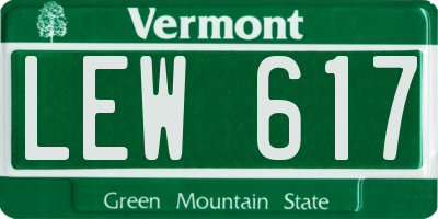 VT license plate LEW617