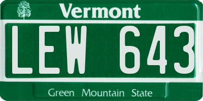 VT license plate LEW643