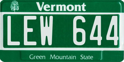 VT license plate LEW644
