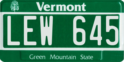 VT license plate LEW645