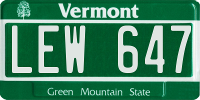 VT license plate LEW647