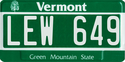 VT license plate LEW649