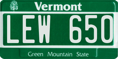 VT license plate LEW650