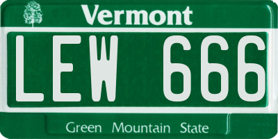 VT license plate LEW666
