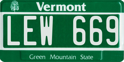 VT license plate LEW669