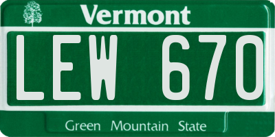 VT license plate LEW670
