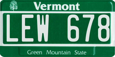 VT license plate LEW678