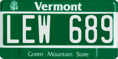 VT license plate LEW689