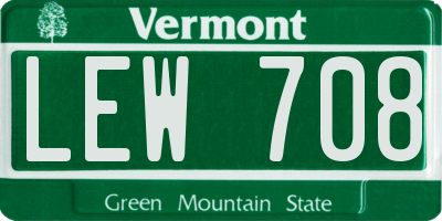 VT license plate LEW708