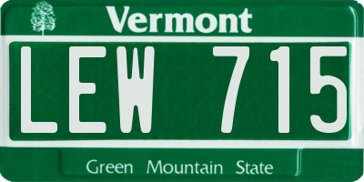 VT license plate LEW715