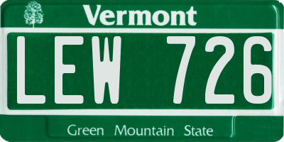 VT license plate LEW726