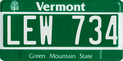VT license plate LEW734