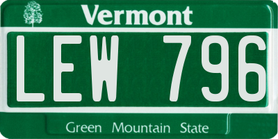 VT license plate LEW796