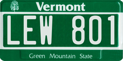 VT license plate LEW801