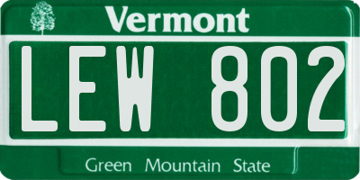 VT license plate LEW802