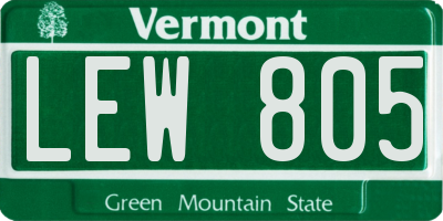 VT license plate LEW805