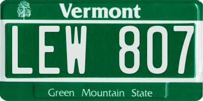 VT license plate LEW807