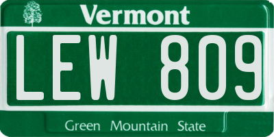 VT license plate LEW809