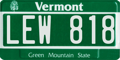 VT license plate LEW818