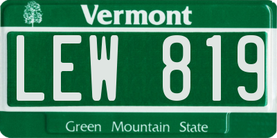 VT license plate LEW819