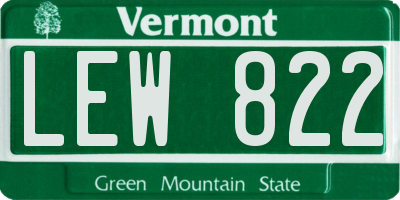 VT license plate LEW822