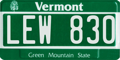 VT license plate LEW830
