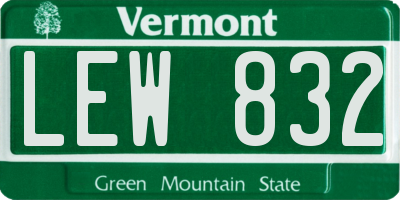 VT license plate LEW832