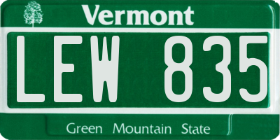 VT license plate LEW835