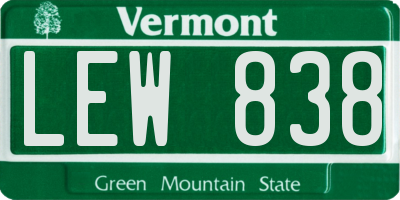VT license plate LEW838