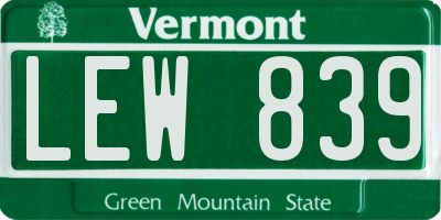 VT license plate LEW839