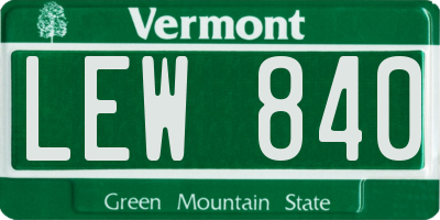 VT license plate LEW840