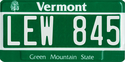 VT license plate LEW845
