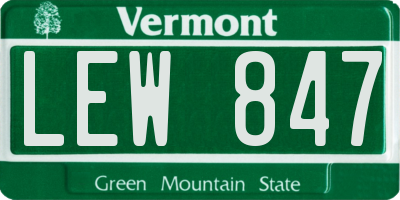 VT license plate LEW847