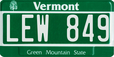 VT license plate LEW849