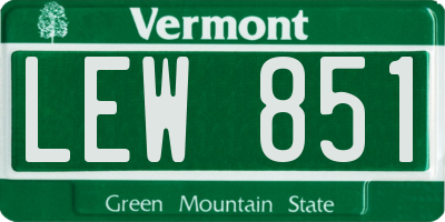 VT license plate LEW851