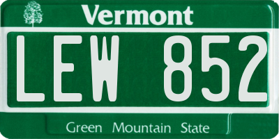 VT license plate LEW852